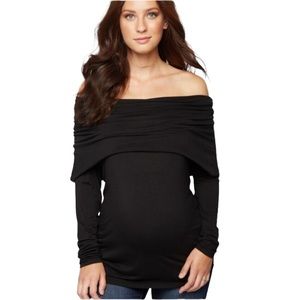 NWT A Pea In The Pod Off The Shoulder Long Sleeve Top SZ Large in Black